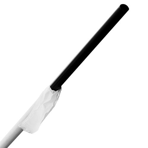 Karat 10.25'' Giant Straws (8mm) Paper Wrapped - Black - 1,200 ct
