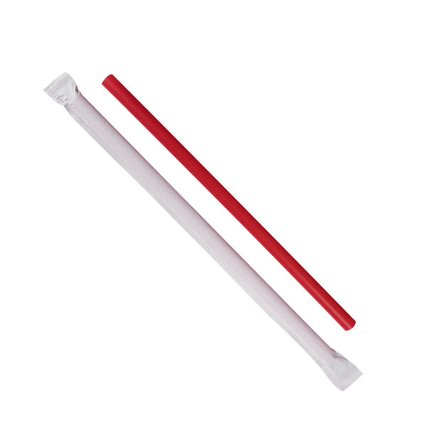 Karat 7.75'' Giant Straws (8mm) Paper Wrapped - Red - 7,500 ct, C9130 (Red)