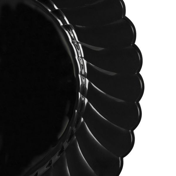 Karat 7" PS Plastic Scalloped Plate - Black - 240 ct