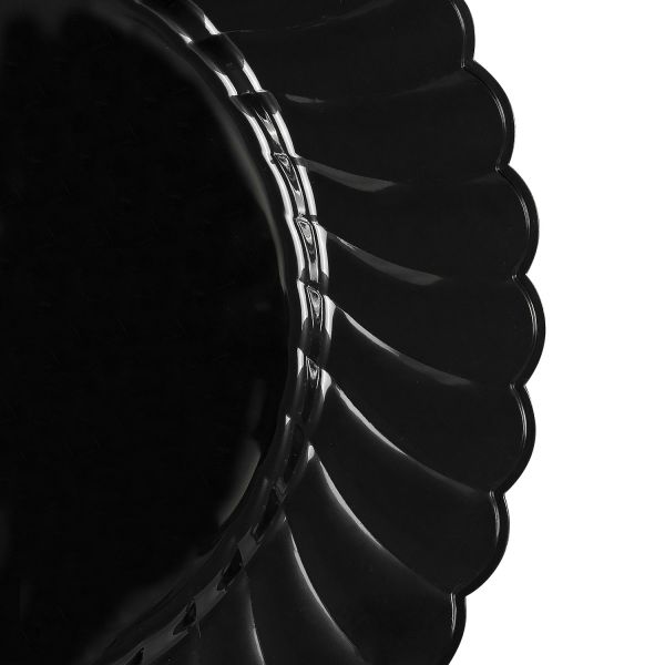 Karat 9" PS Plastic Scalloped Plate - Black - 120 ct