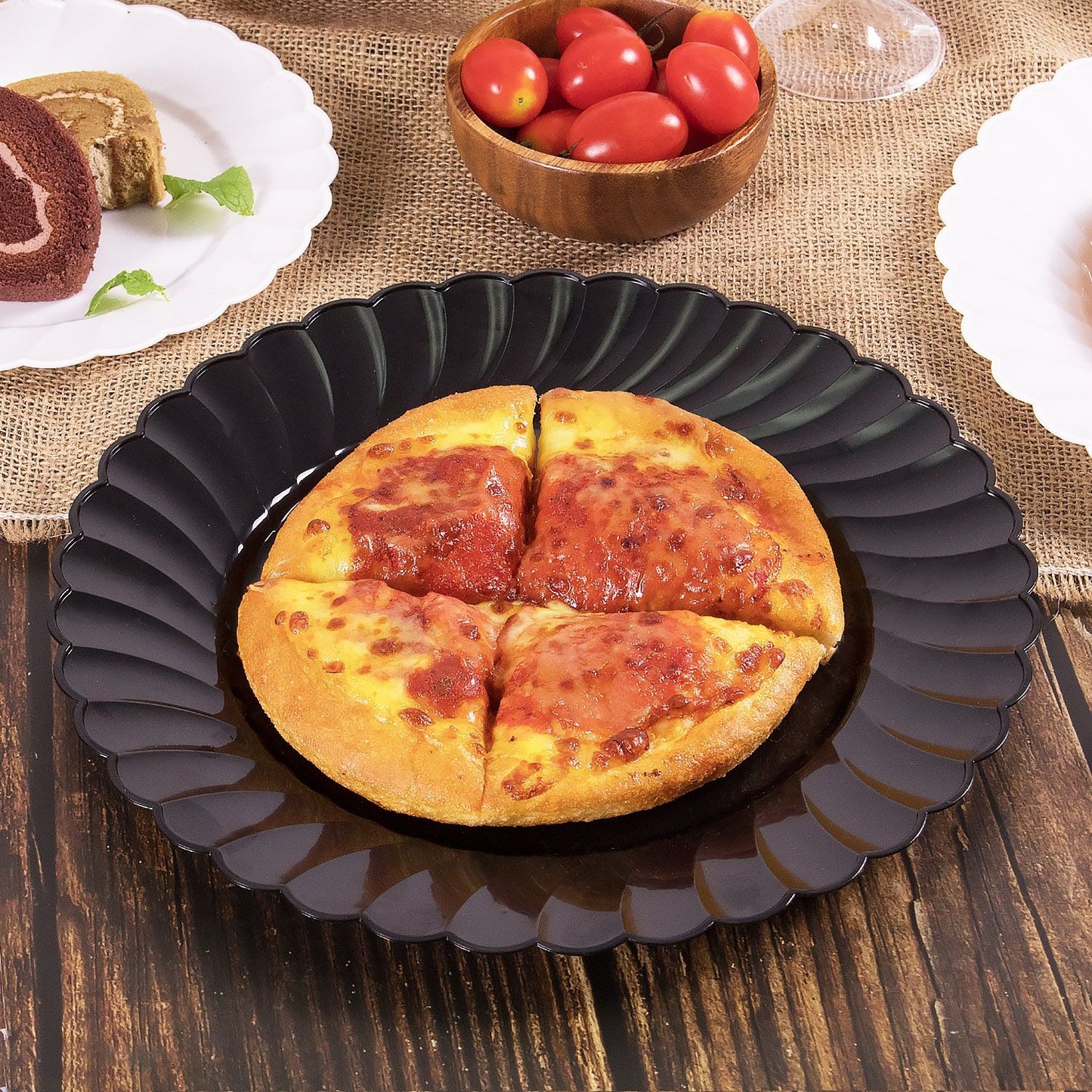 Karat 10.25" PS Scalloped Plate - Black - 120 pcs/ctn