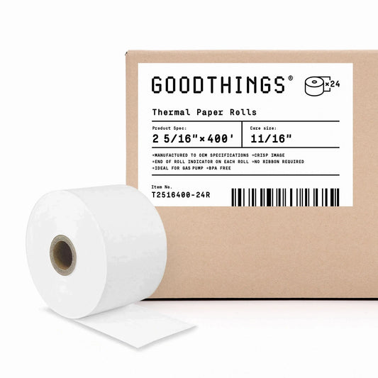 2 5/16" x 400' (24 Rolls) Thermal Paper Rolls, BPA Free, Pay at the Pump Dresser Wayne