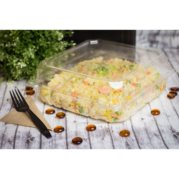 Karat 9''x9'' PET Plastic Hinged Containers - 200 ct
