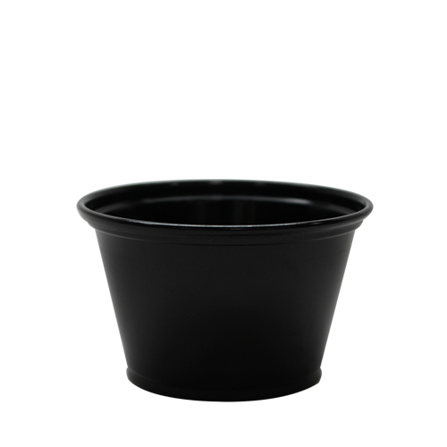 Karat 4oz PP Plastic Portion Cups - Black - 2,500 ct