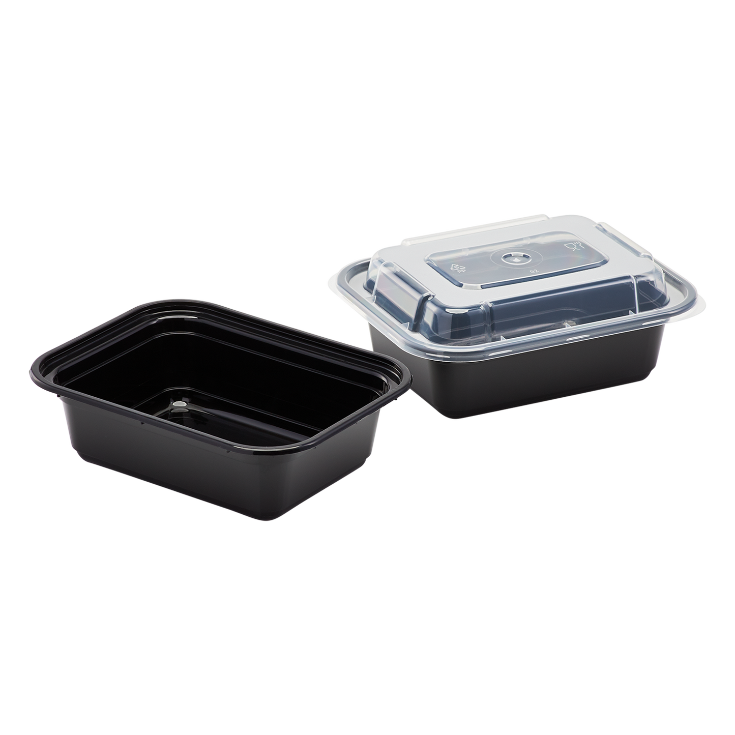 Karat 12oz PP Plastic Microwavable Rectangular Food Containers & Lids - Black - 150 ct