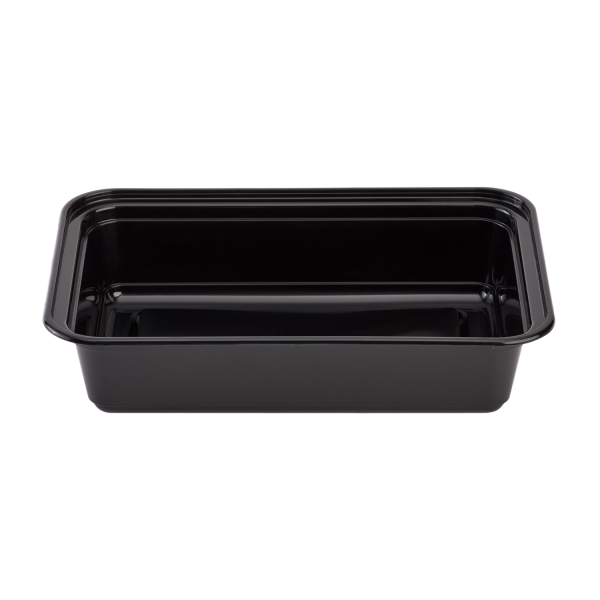 Karat 38oz PP Plastic Microwavable Rectangular Food Containers & Lids - Black - 150 ct