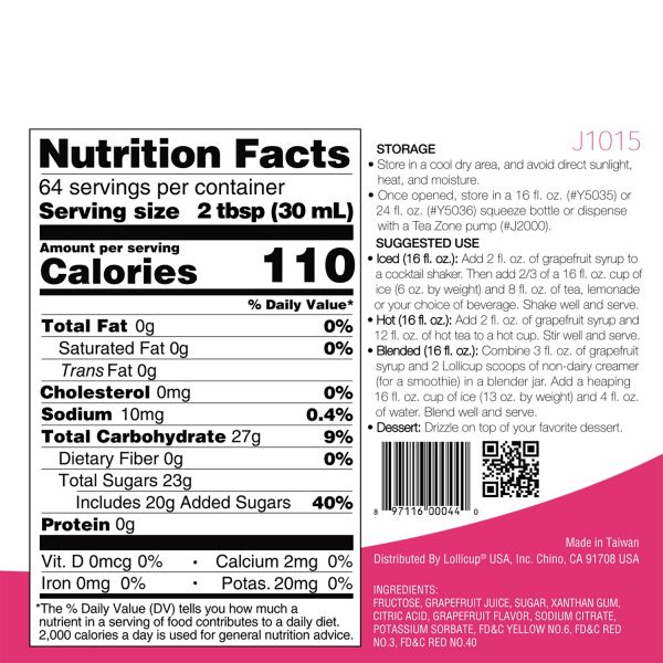 Tea Zone Grapefruit Syrup (64oz) Case Of 6