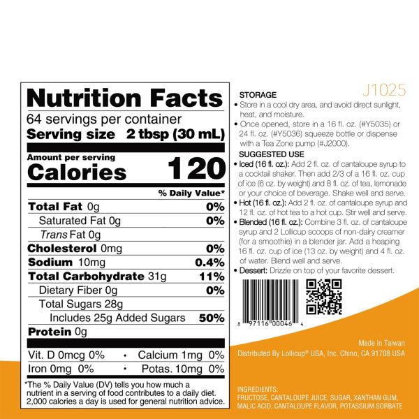 Tea Zone Cantaloupe Syrup (64oz) Case Of 6