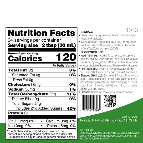 Tea Zone Kiwi Syrup (64oz) Case Of 6