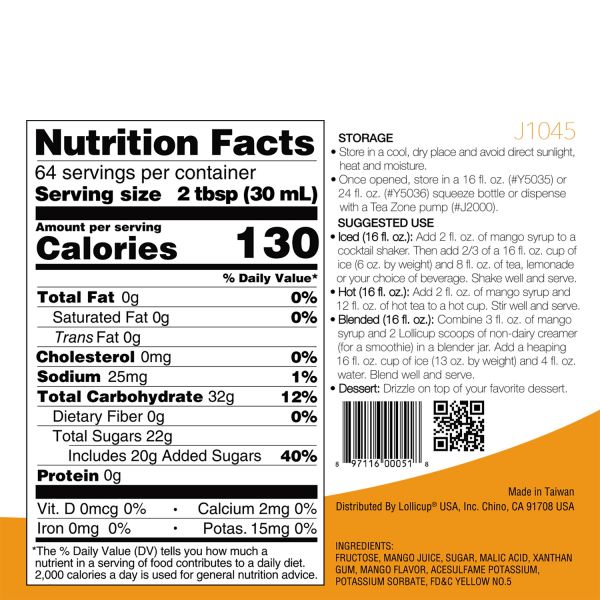Tea Zone Mango Syrup (64oz) Case Of 6