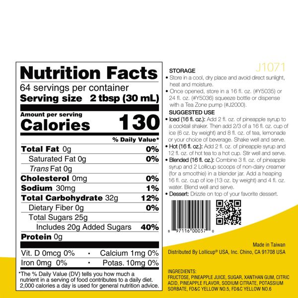 Tea Zone Pineapple Syrup (64oz) Case Of 6