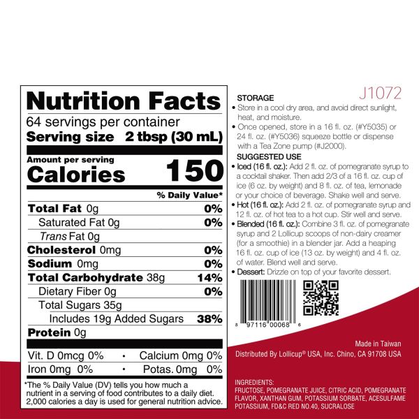 Tea Zone Pomegranate Syrup (64oz) Case Of 6