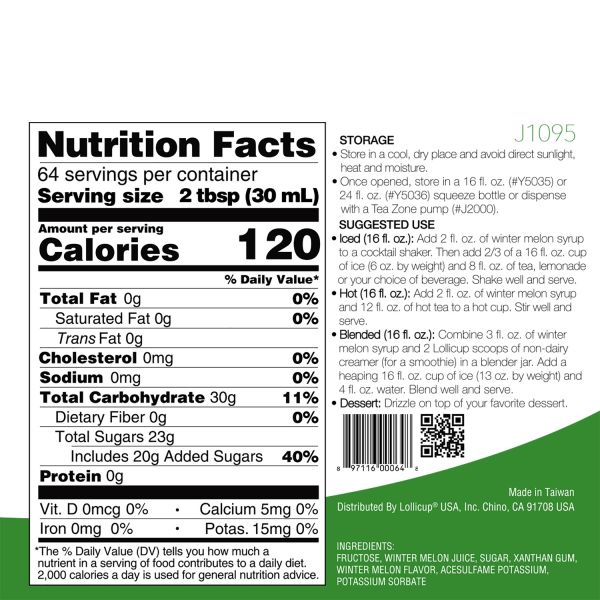 Tea Zone Winter Melon Syrup (64oz) Case Of 6