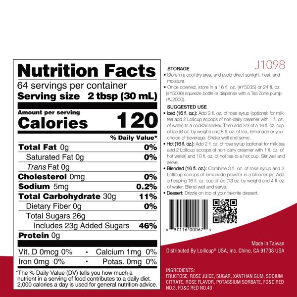 Tea Zone Rose Syrup (64oz) Case Of 6