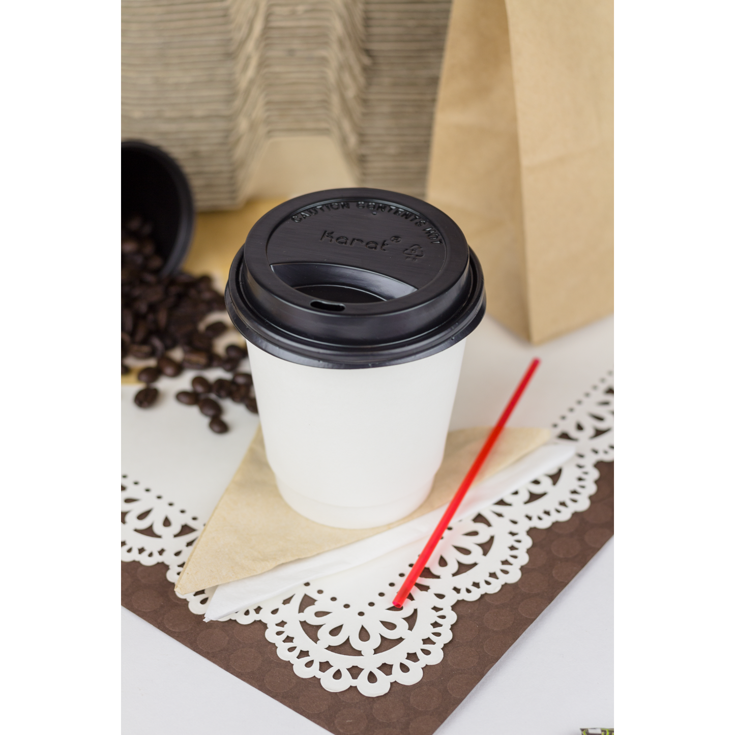 Karat 12oz Insulated Paper Hot Cups - White (90mm) - 500 ct