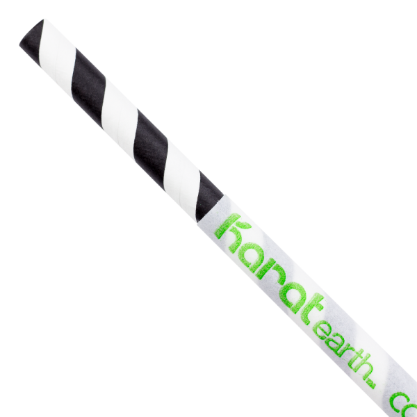 Karat Earth 10.25" Giant Paper Spiral Straws (7mm) Wrapped - Black & White (1,200 ct)