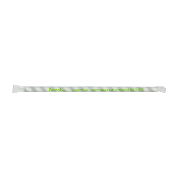 Karat Earth 10.25" Giant Paper Spiral Straws (7mm) Wrapped - Black & White (1,200 ct)