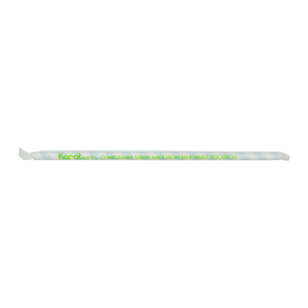 Karat Earth 10.25" Giant Paper Spiral Straws (7mm) Wrapped - Blue & White (1,200 ct)