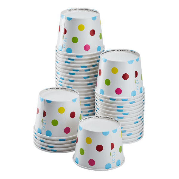 Karat 12oz Paper Food Containers - Dots (100mm) - 1,000 ct, C-KDP12 (Dots)