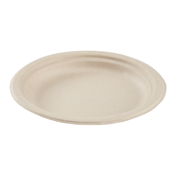 Karat Earth 6'' Compostable Bagasse Round Plates, Natural - 1,000 ct