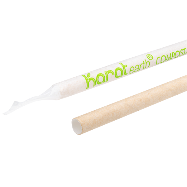 Karat Earth 7.75" Paper Jumbo Straw, Paper Wrapped - Kraft (2,000 ct)