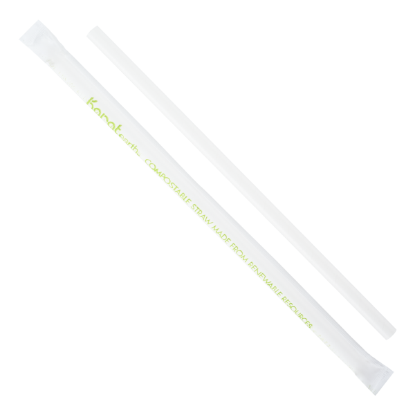 Karat Earth 9" Giant Paper Straw (7mm) Wrapped - White