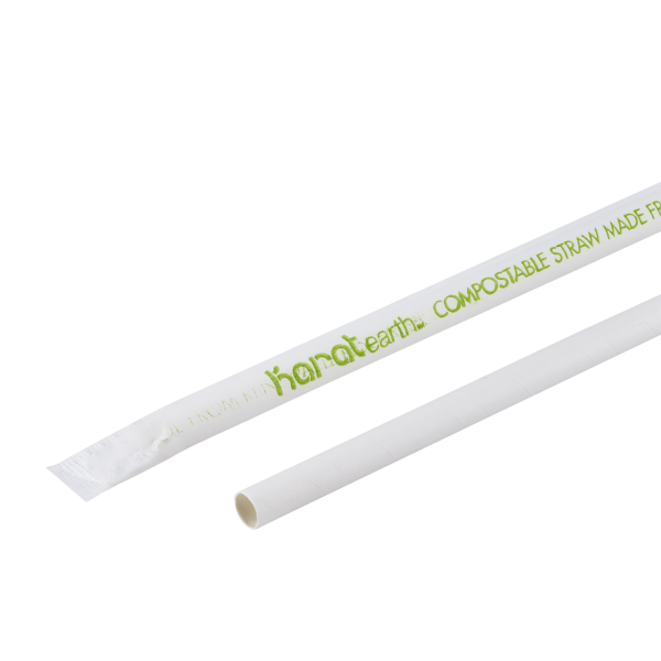 Karat Earth 9" Giant Paper Straw (7mm) Wrapped - White
