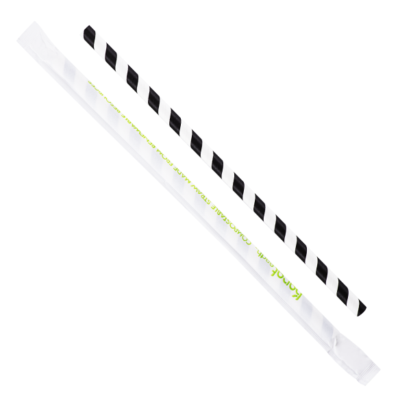 Karat Earth 9" Giant Paper Straw Wrapped - Black/White (1,200 ct)