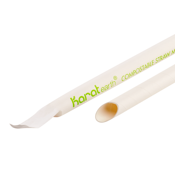 Karat Earth 9" Colossal Paper Straw Wrapped Diagonal Cut - White (1,600 ct)