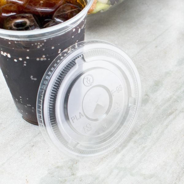 Karat Earth 12-24oz PLA Eco-Friendly Flat Lids (98mm) - 1,000 ct