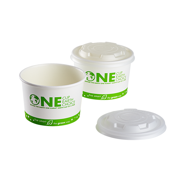 Karat Earth 8oz Compostable Paper Food Container Flat Lids (90.8mm) - 1,000 ct
