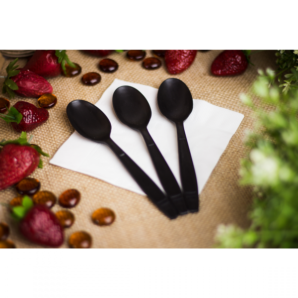 Karat Earth Heavy Weight Bio-Based Tea Spoons - Black - 1000 ct, KE-U2023B