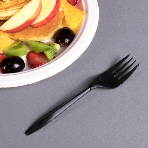 Karat PP Plastic Medium Weight Forks Bulk Box - Black - 1,000 ct