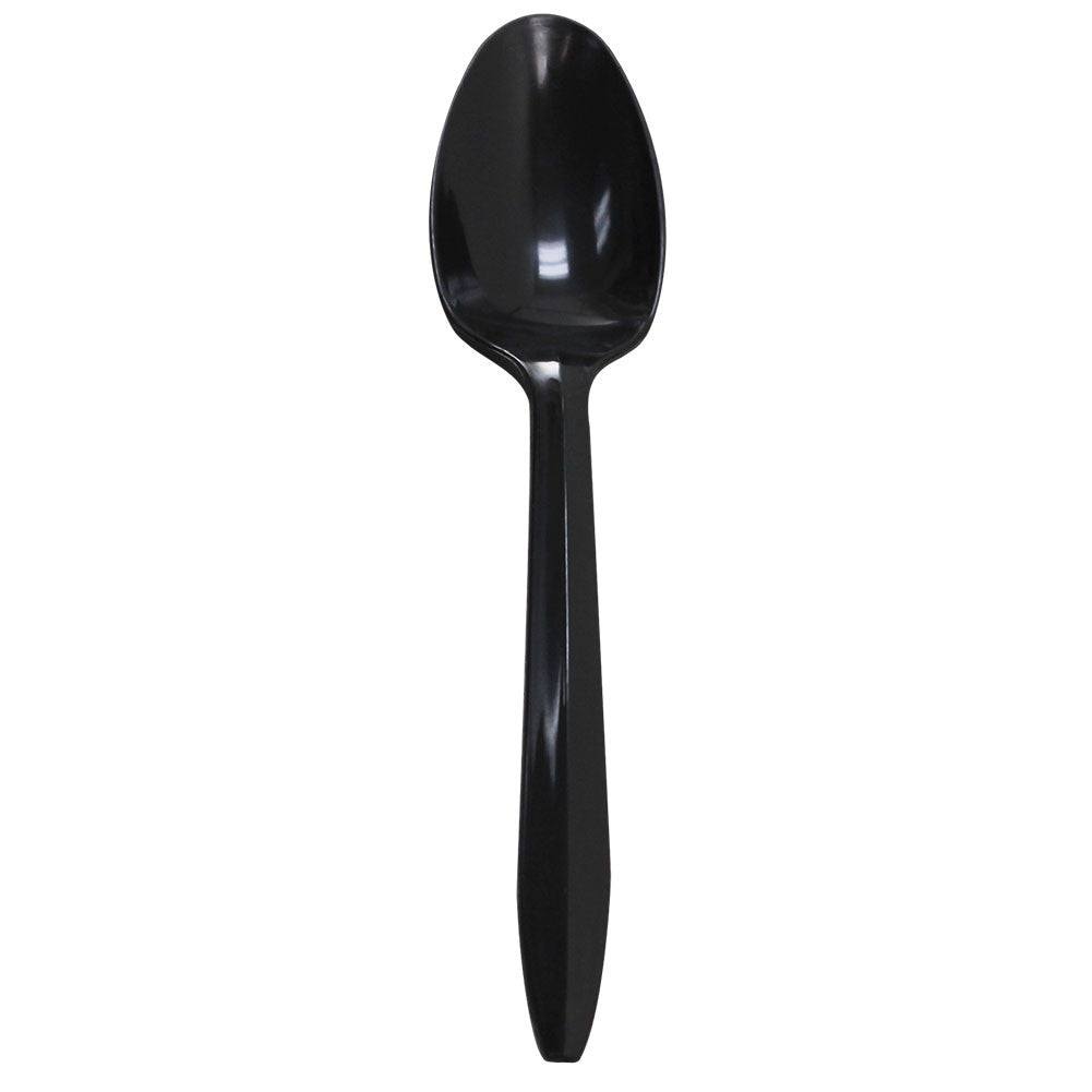 Karat PP Plastic Medium Weight Tea Spoons Bulk Box - Black - 1,000 ct