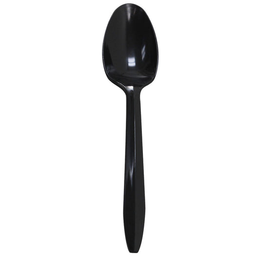 Karat PP Plastic Medium Weight Tea Spoons Bulk Box - Black - 1,000 ct