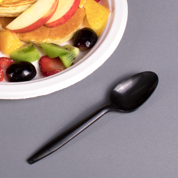 Karat PP Plastic Medium Weight Tea Spoons Bulk Box - Black - 1,000 ct