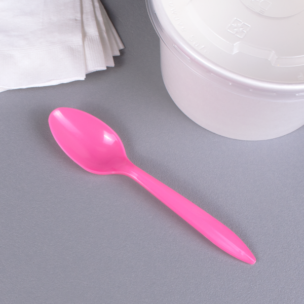 Karat PP Plastic Medium Weight Tea Spoons - Pink - 1,000 ct