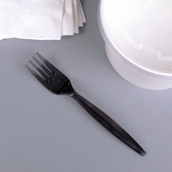 Karat PP Plastic Medium Heavy Weight Forks Bulk Box - Black - 1,000 ct