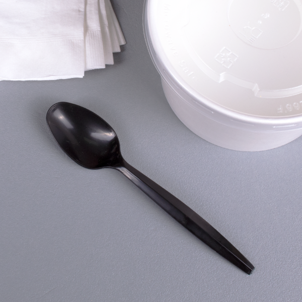 Karat PP Plastic Medium Heavy Weight Tea Spoons Bulk Box - Black - 1,000 ct
