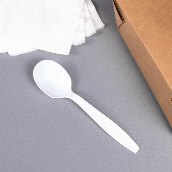 Karat PS Plastic Extra Heavy Weight Soup Spoons - White - 1,000 ct
