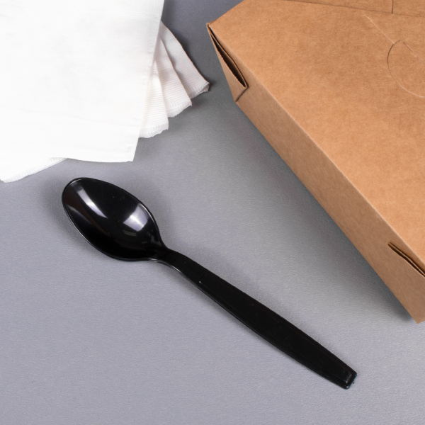 Karat PS Plastic Extra Heavy Weight Tea Spoons - Black - 1,000 ct