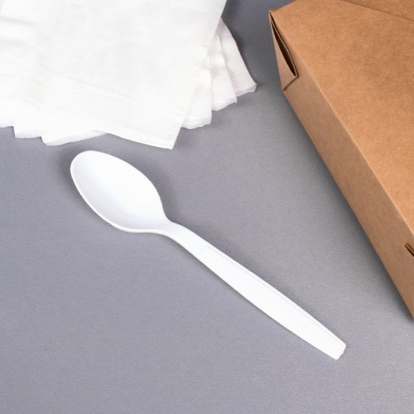 Karat PS Plastic Extra Heavy Weight Tea Spoons - White - 1,000 ct