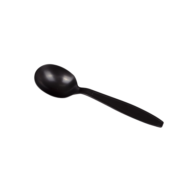 Karat PP Plastic Extra Heavy Weight Soup Spoons - Black - 1,000 ct