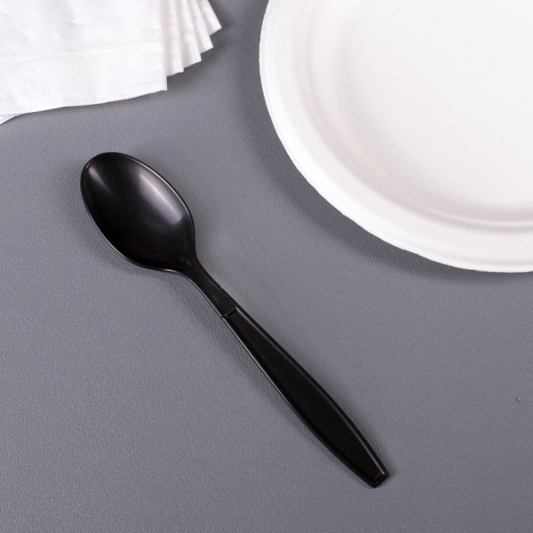 Karat PP Plastic Extra Heavy Weight Tea Spoons - Black - 1,000 ct