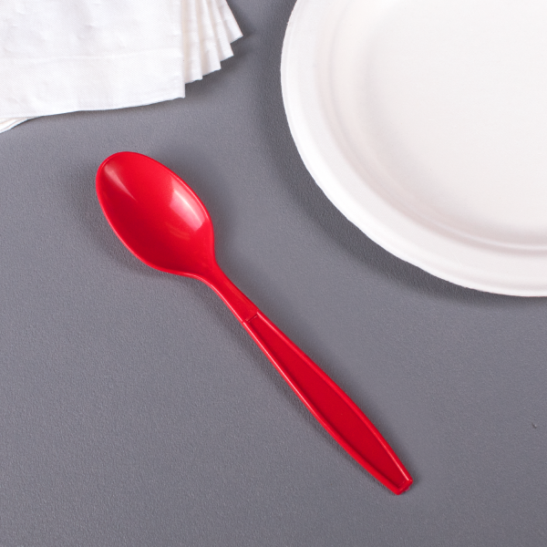 Karat PP Plastic Extra Heavy Weight Tea Spoons - Red - 1,000 ct