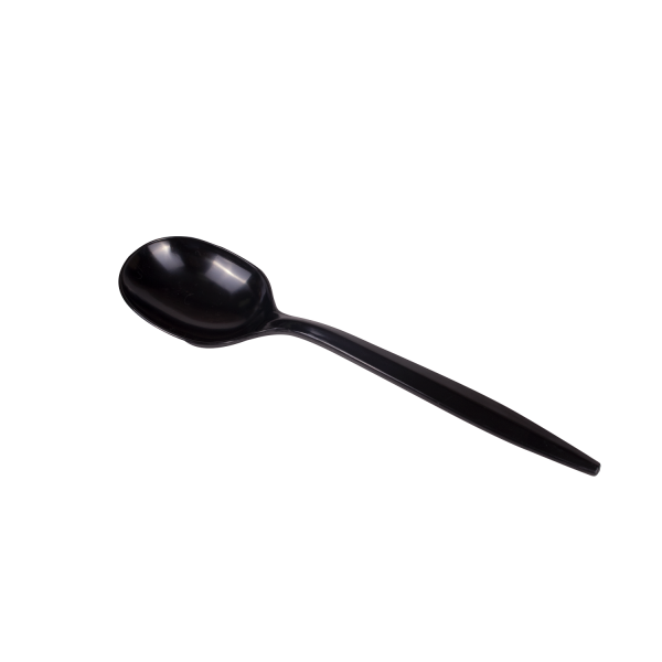 Karat PS Plastic Medium Weight Soup Spoons Bulk Box - Black - 1,000 ct