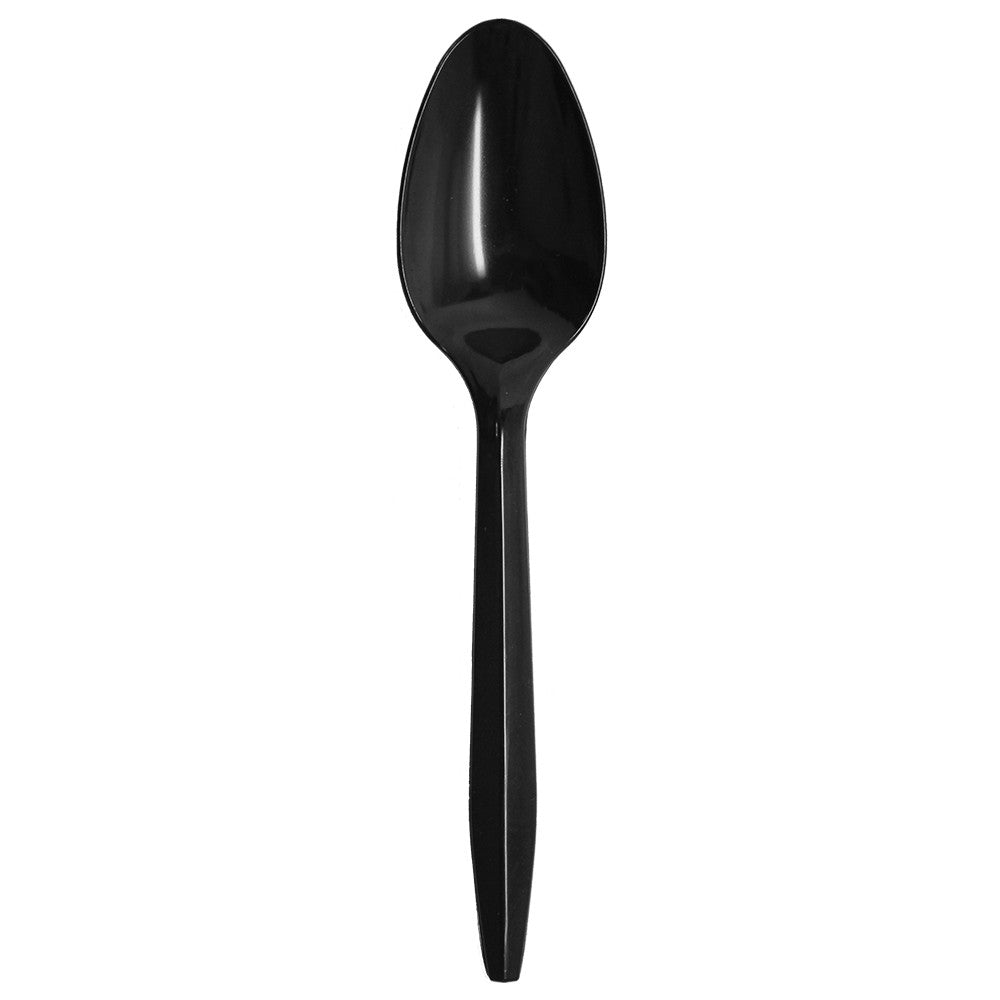 Karat PS Plastic Medium Weight Tea Spoons Bulk Box - Black - 1,000 ct