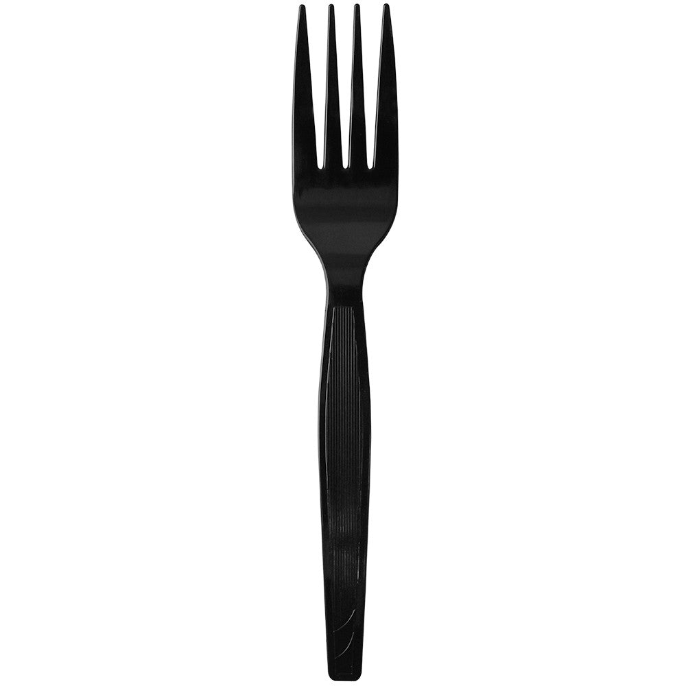 Karat PS Plastic Medium-Heavy Weight Forks Bulk Box - Black - 1,000 ct