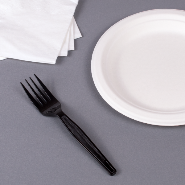Karat PS Plastic Medium-Heavy Weight Forks Bulk Box - Black - 1,000 ct