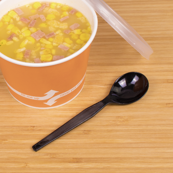 Karat PS Plastic Medium-Heavy Weight Soup Spoons Bulk Box - Black - 1,000 ct